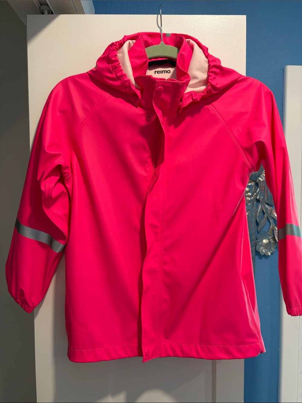 Reima Kids' High-Vis Pink Raincoat with Hood